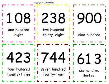 3 digit number flash cards|Three digit numbers. Flashcards.